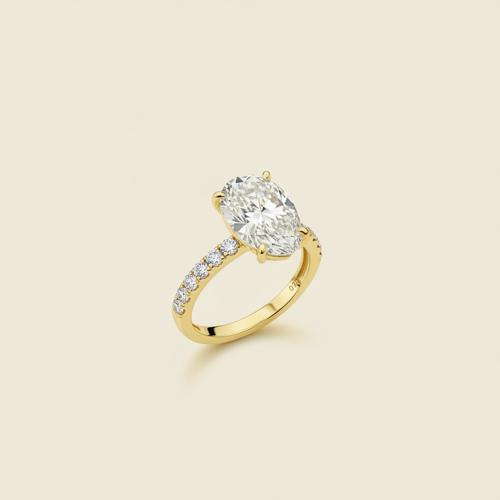IGI-certified oval lab-grown diamond ring