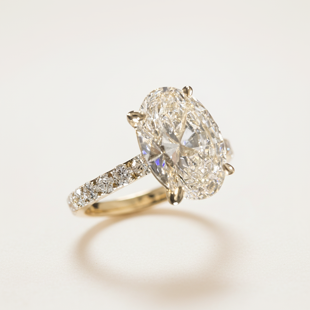 IGI-certified oval lab-grown diamond ring