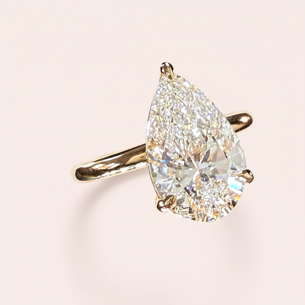 Pear lab-grown diamond engagement ring profile