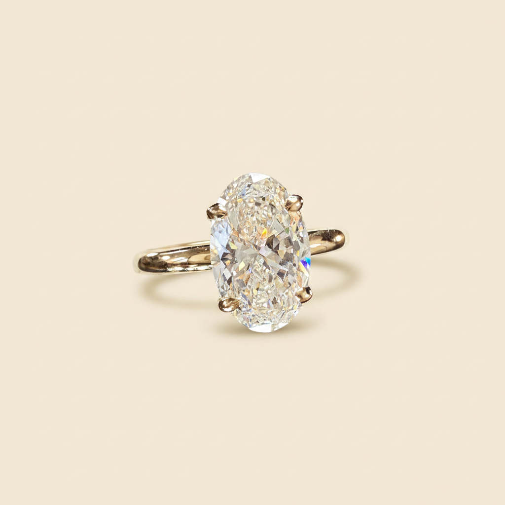 Oval lab-grown diamond engagement ring profile
