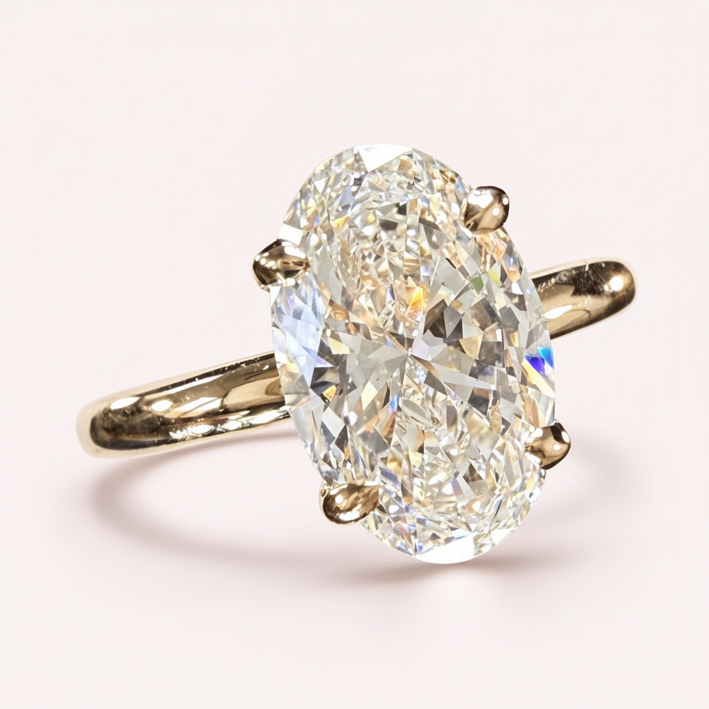 3.03ct oval lab-grown diamond ring matched to listing background
