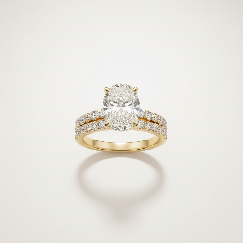 Oval-cut diamond pavé band detail