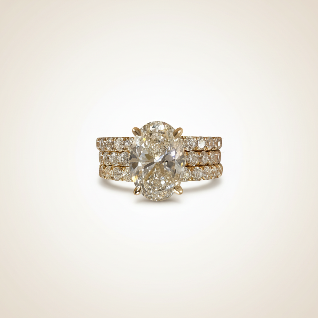 Lab-grown oval diamond engagement ring