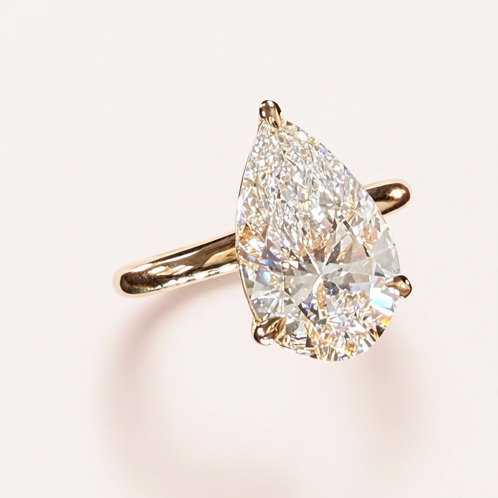 3.03ct pear lab-grown diamond ring matched to listing background