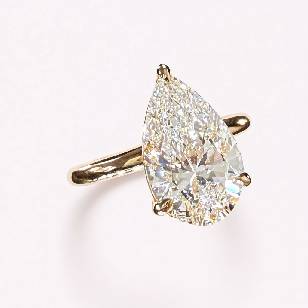 3.03ct pear diamond ring close-up