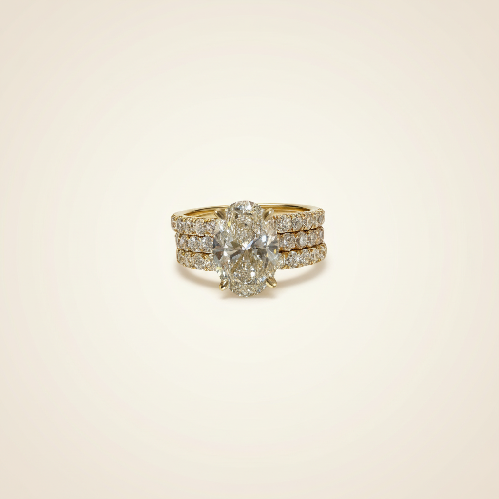 Lab-grown oval diamond engagement ring