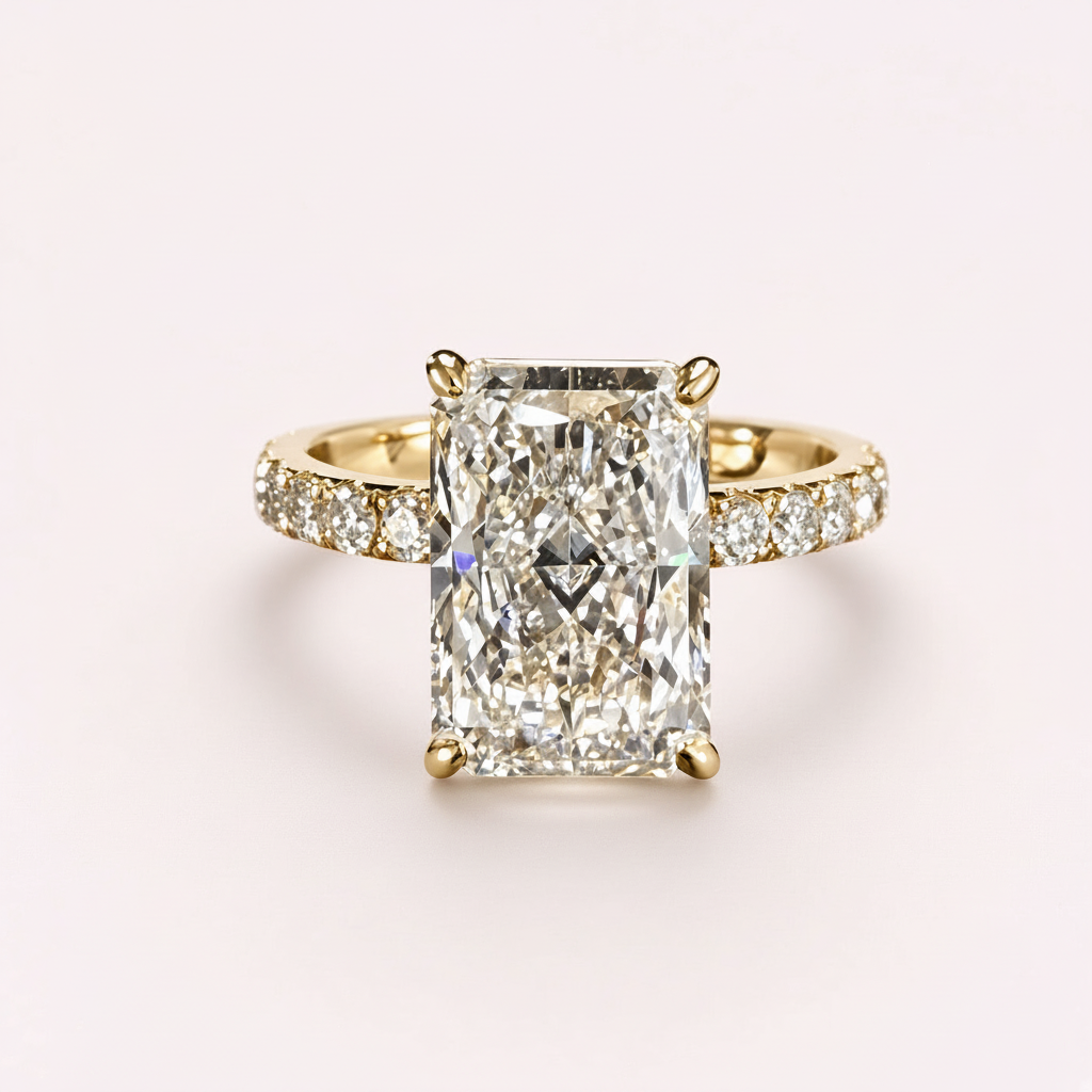 Lab-grown radiant diamond engagement ring