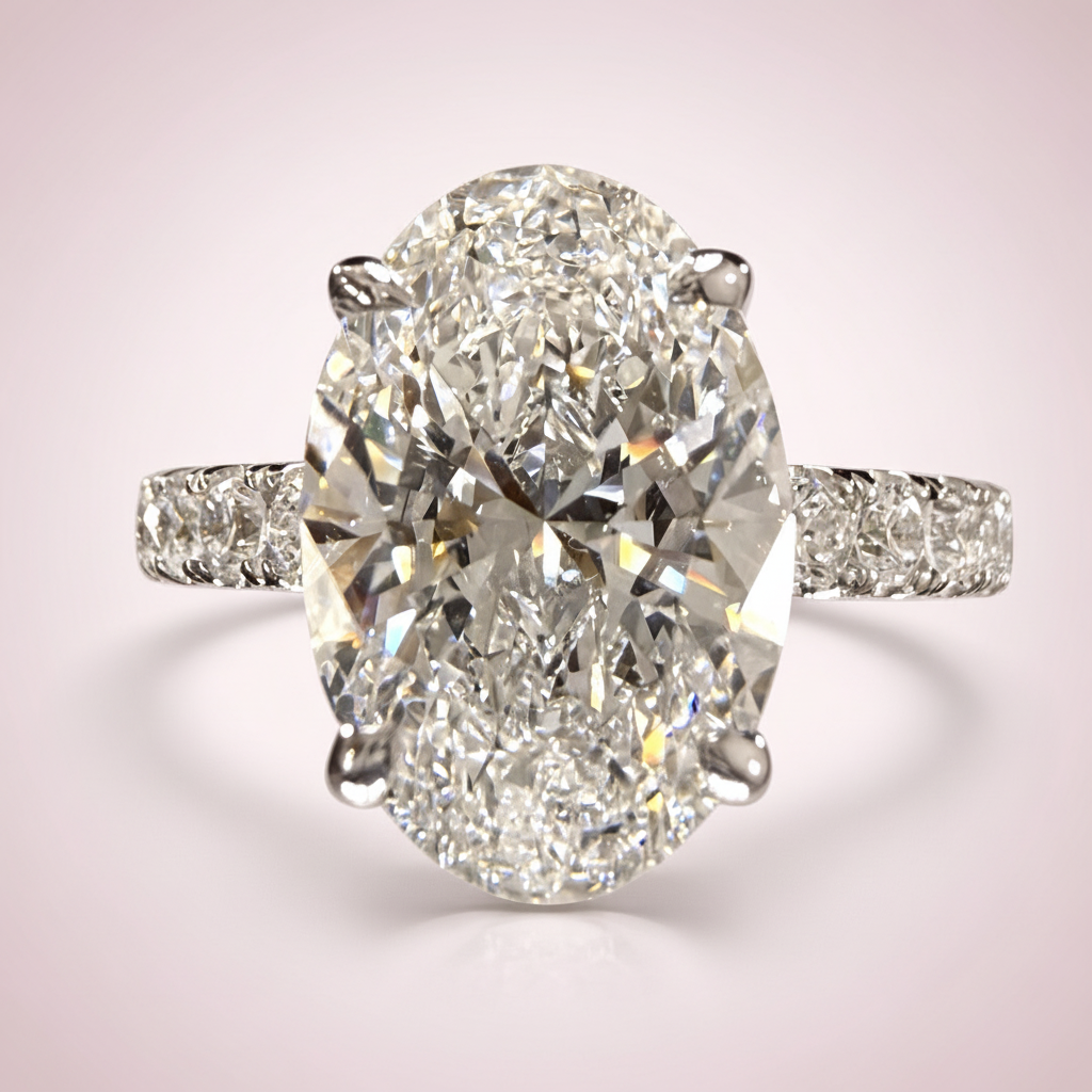 Lab-grown oval diamond engagement ring