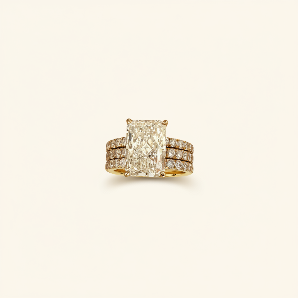 Lab-grown radiant diamond engagement ring