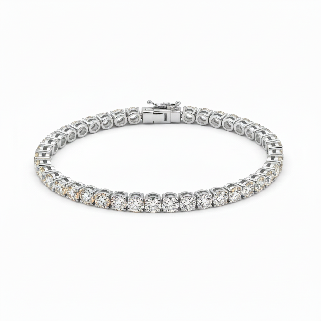 12.50ct diamond tennis bracelet with 4mm diamonds in 14K white gold, product view