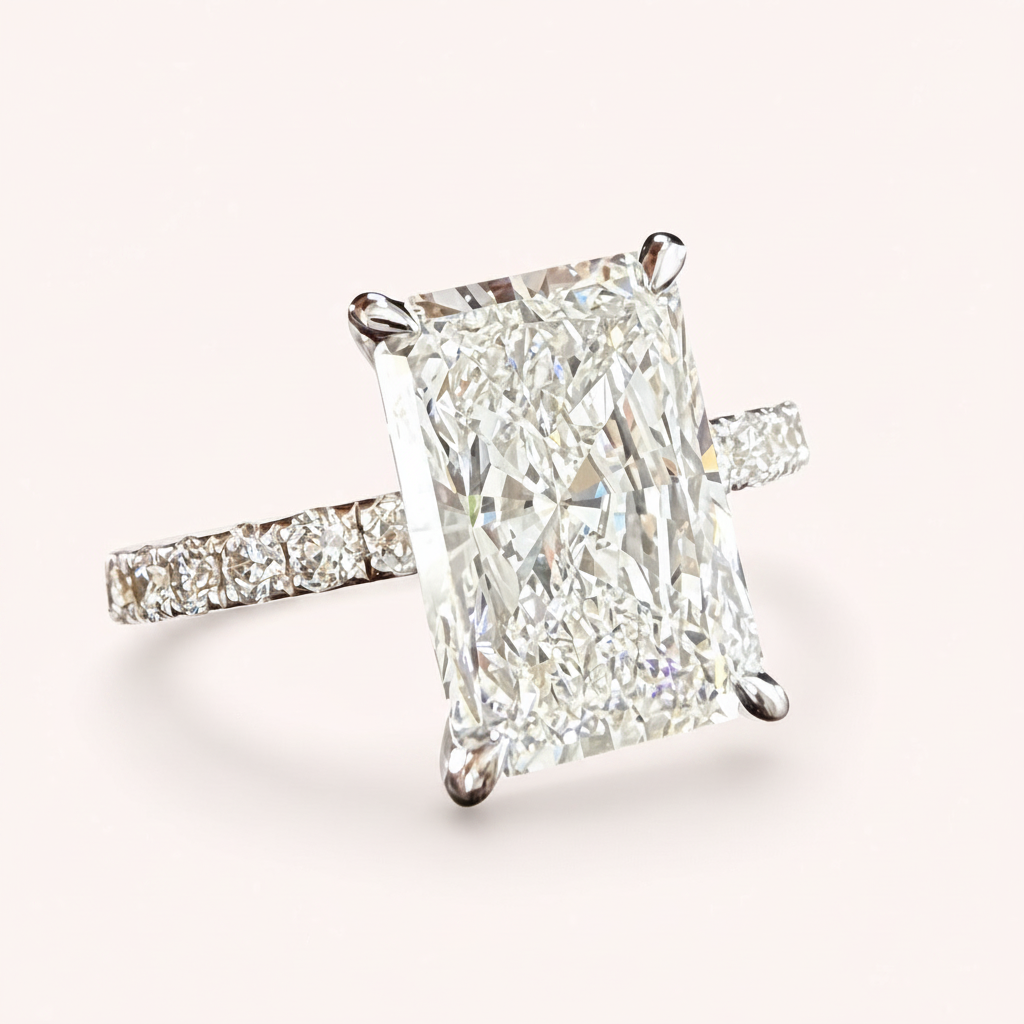 IGI-certified radiant lab-grown diamond ring