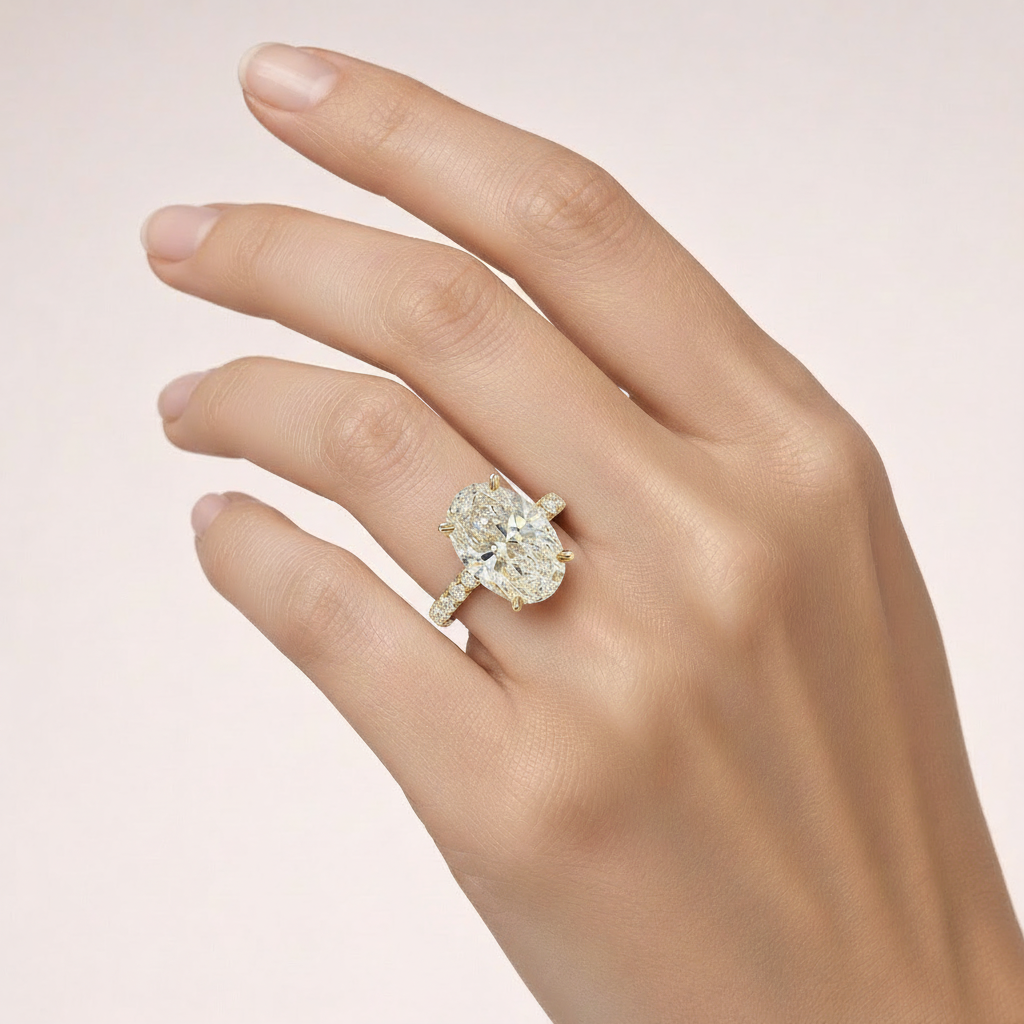 Oval ring on hand