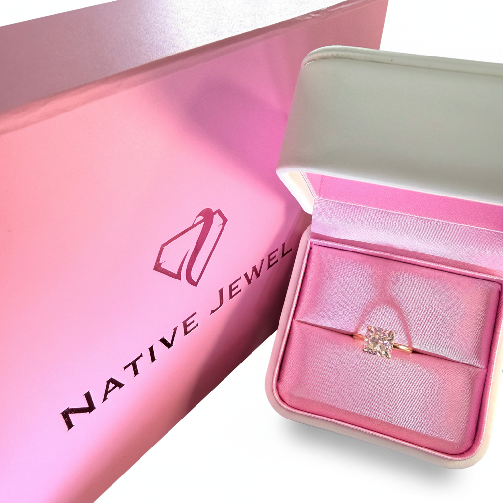 Pink Native Jewel ring-box photo on a white studio background