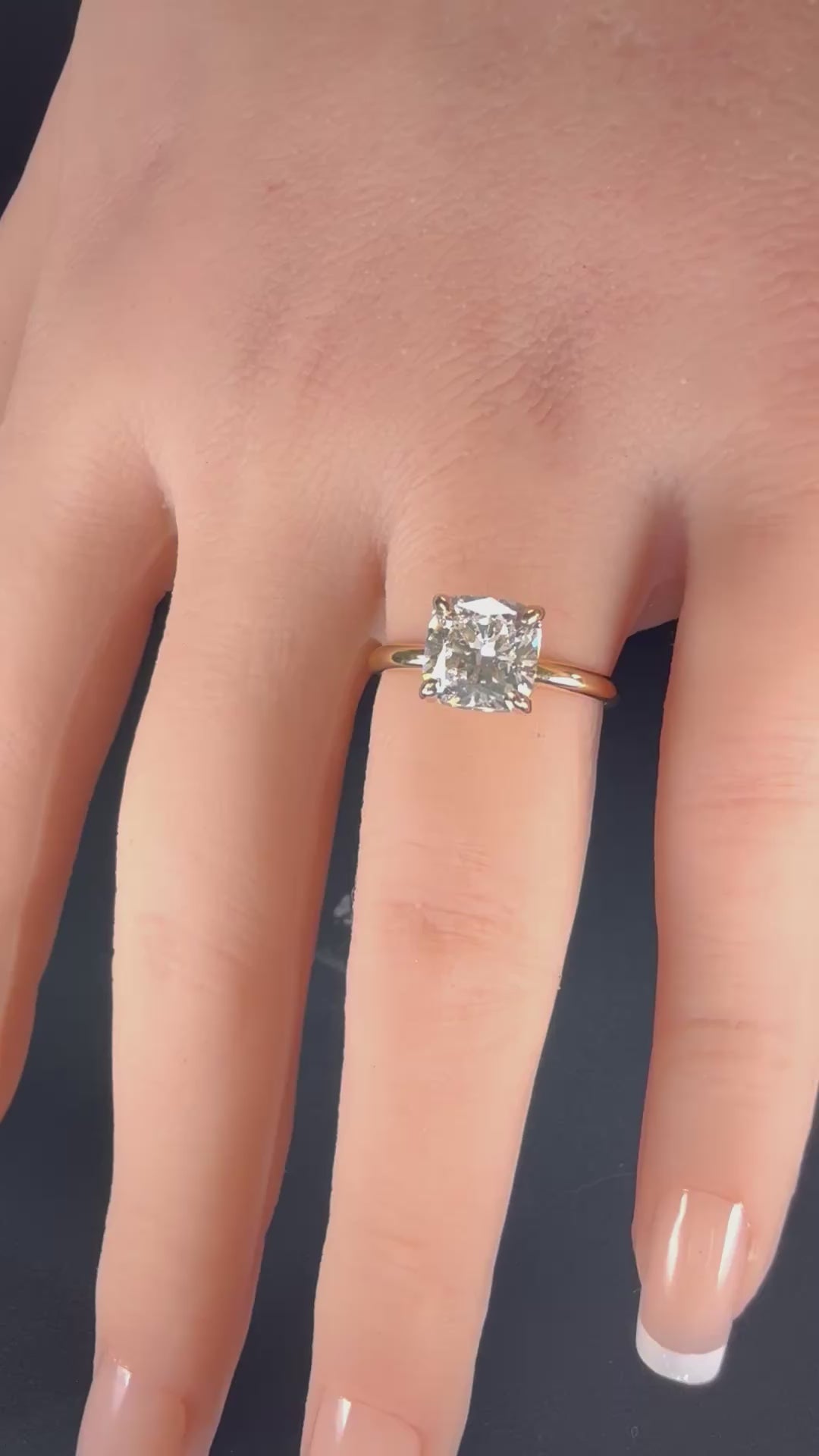 2ct Cushion Lab Diamond Solitaire Engagement Ring | D/VS1 IGI | 14K Yellow Gold