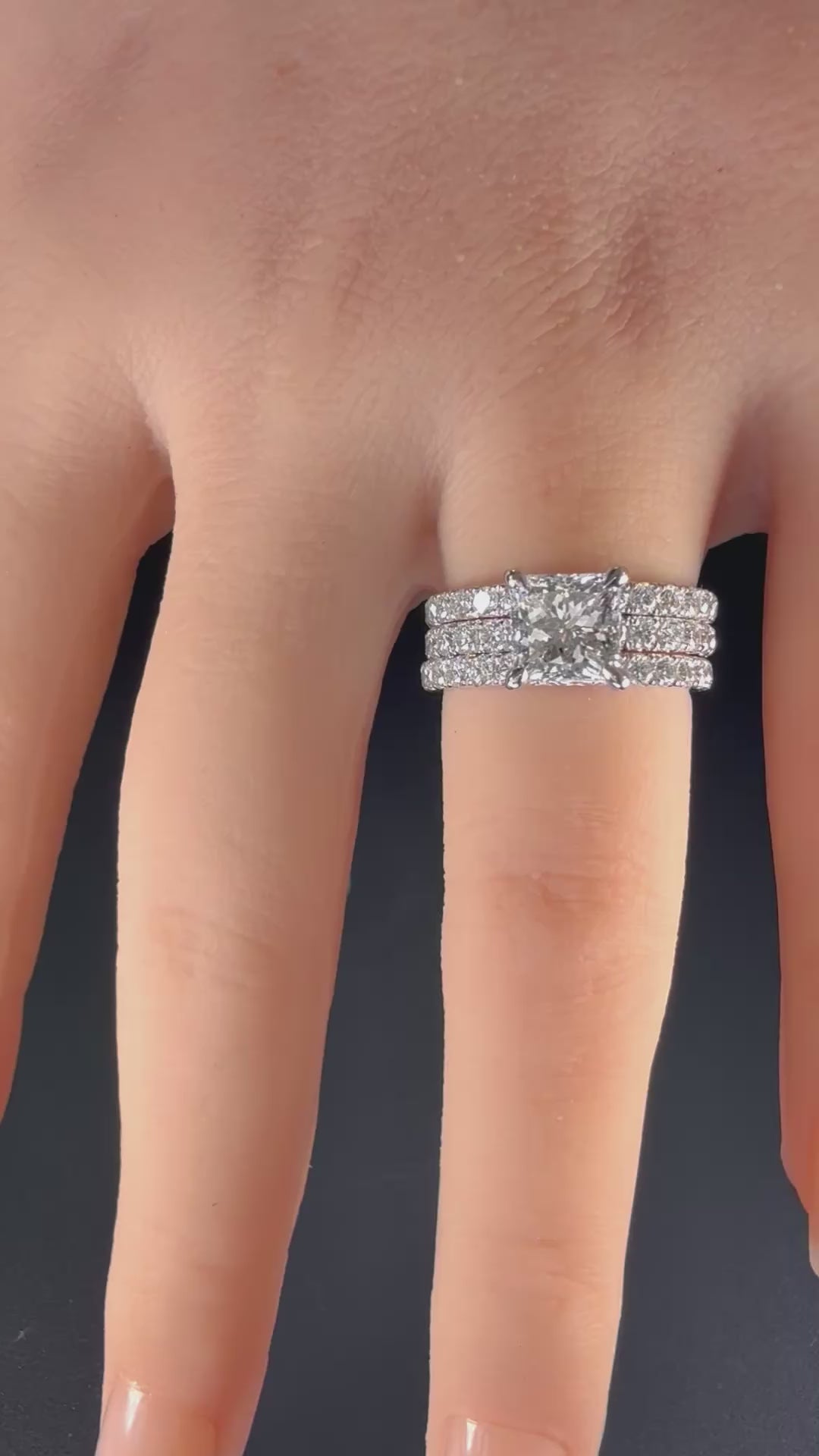 1.5ct Princess Lab Diamond Pavé Engagement Ring | 2.25TCW | D/VS1 IGI | 14K White Gold