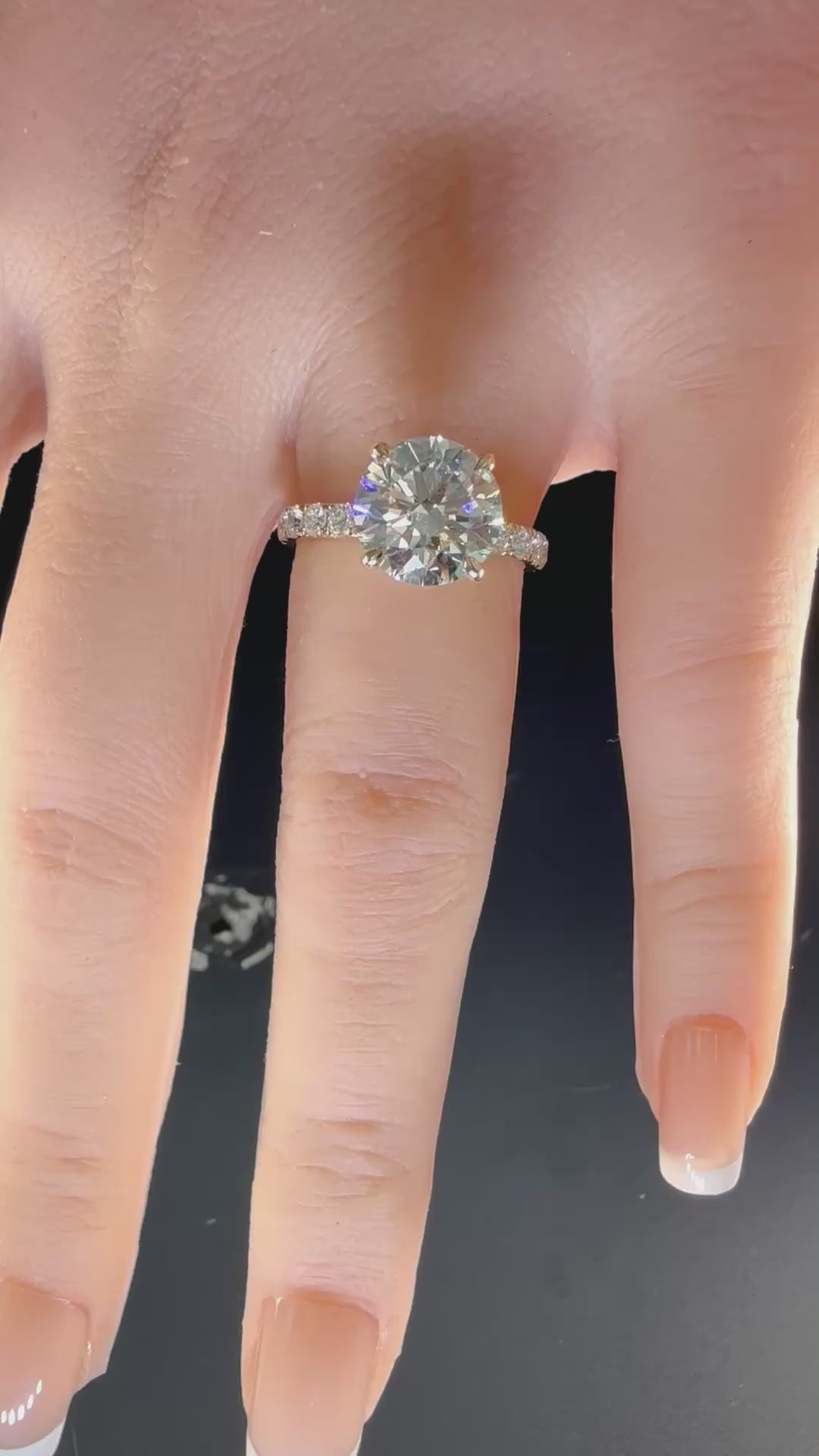 3ct Round Lab Grown Diamond Pave Engagement Ring | D/VS1 | IGI Cert | 14K Yellow Gold