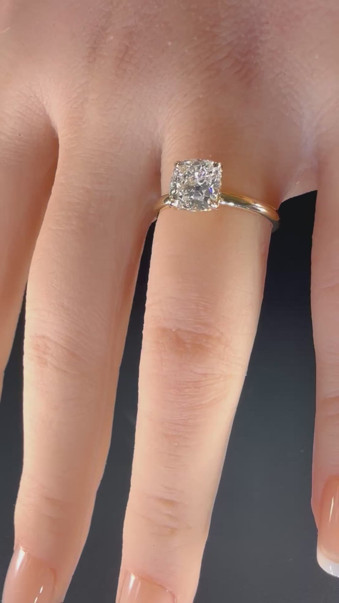 1.50ct Cushion Lab Diamond Engagement Ring | Diamond-Set Band | 14K Yellow Gold | D/VS1 IGI