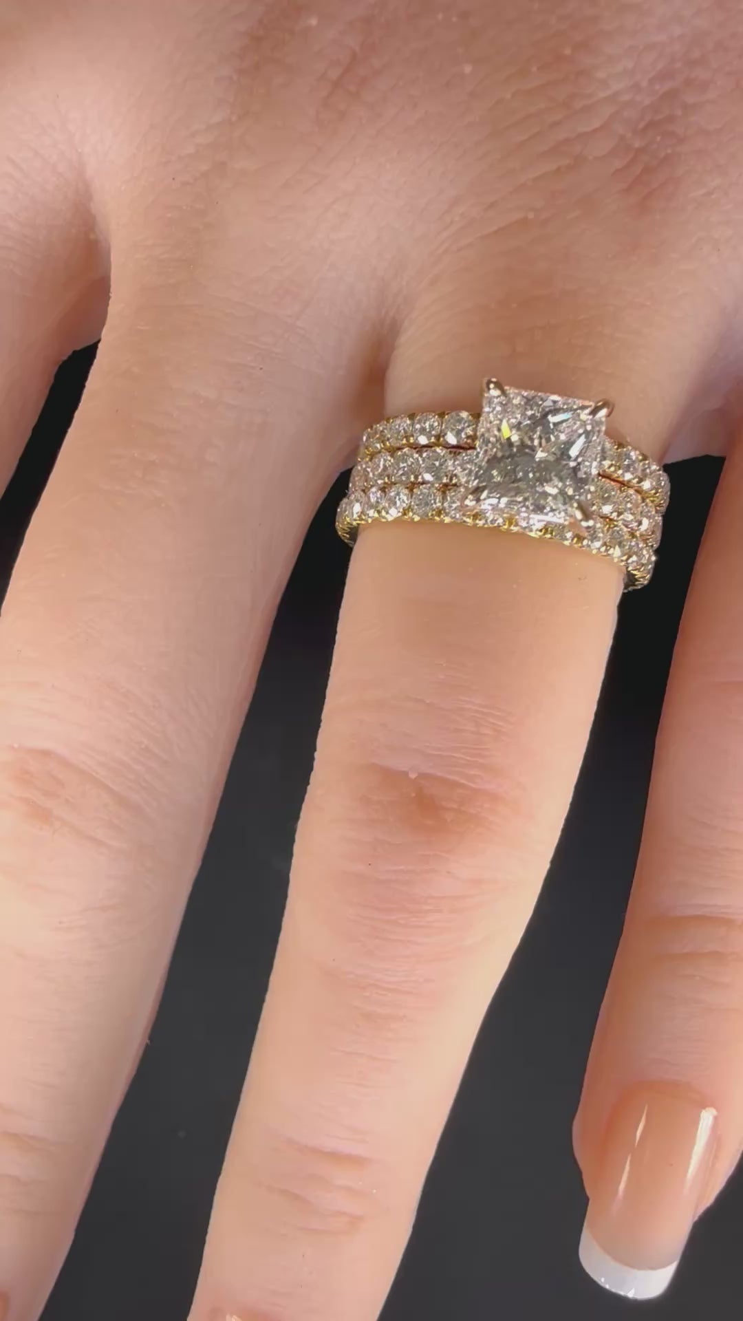 2.25ct Princess Lab Diamond Pavé Engagement Ring | 1.50ct Center | D/VS1 IGI | 14K Yellow Gold