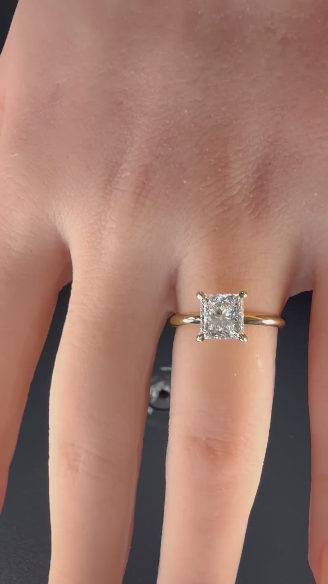 1.50ct Princess Lab Diamond Solitaire Engagement Ring | 14K Yellow Gold | D/VS1 | IGI Certified