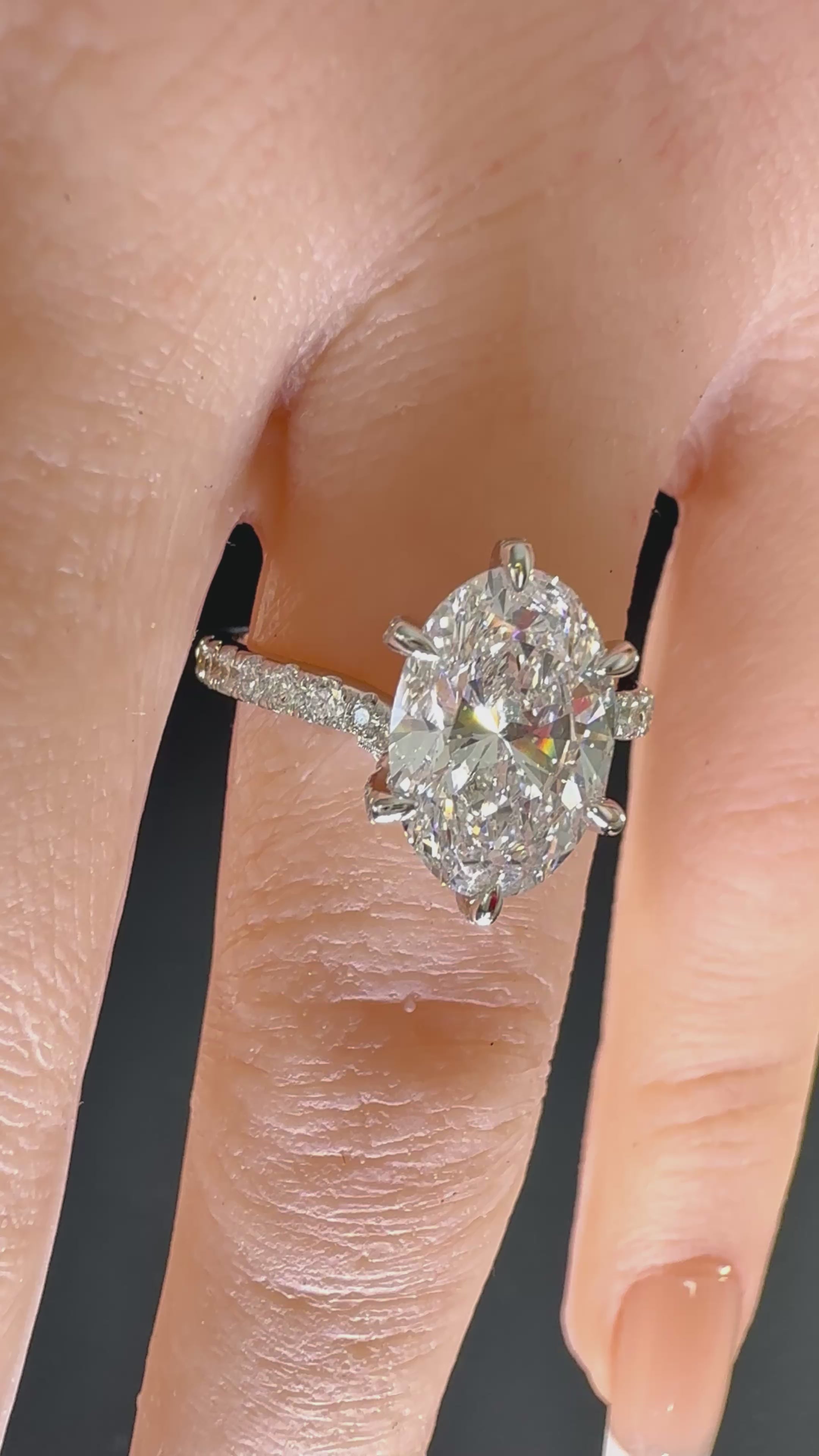 Oval Lab Grown Diamond Engagement Ring | 3.6ct IGI Certified | 14K White Gold Solitaire
