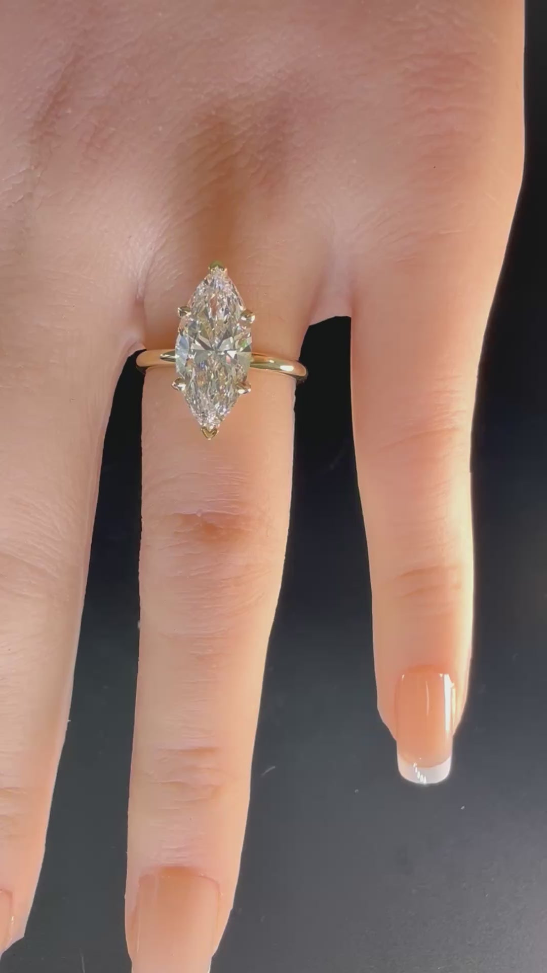 3ct Marquise Lab-Grown Diamond Solitaire Engagement Ring | 14K Yellow Gold | IGI Cert. | D/VS1