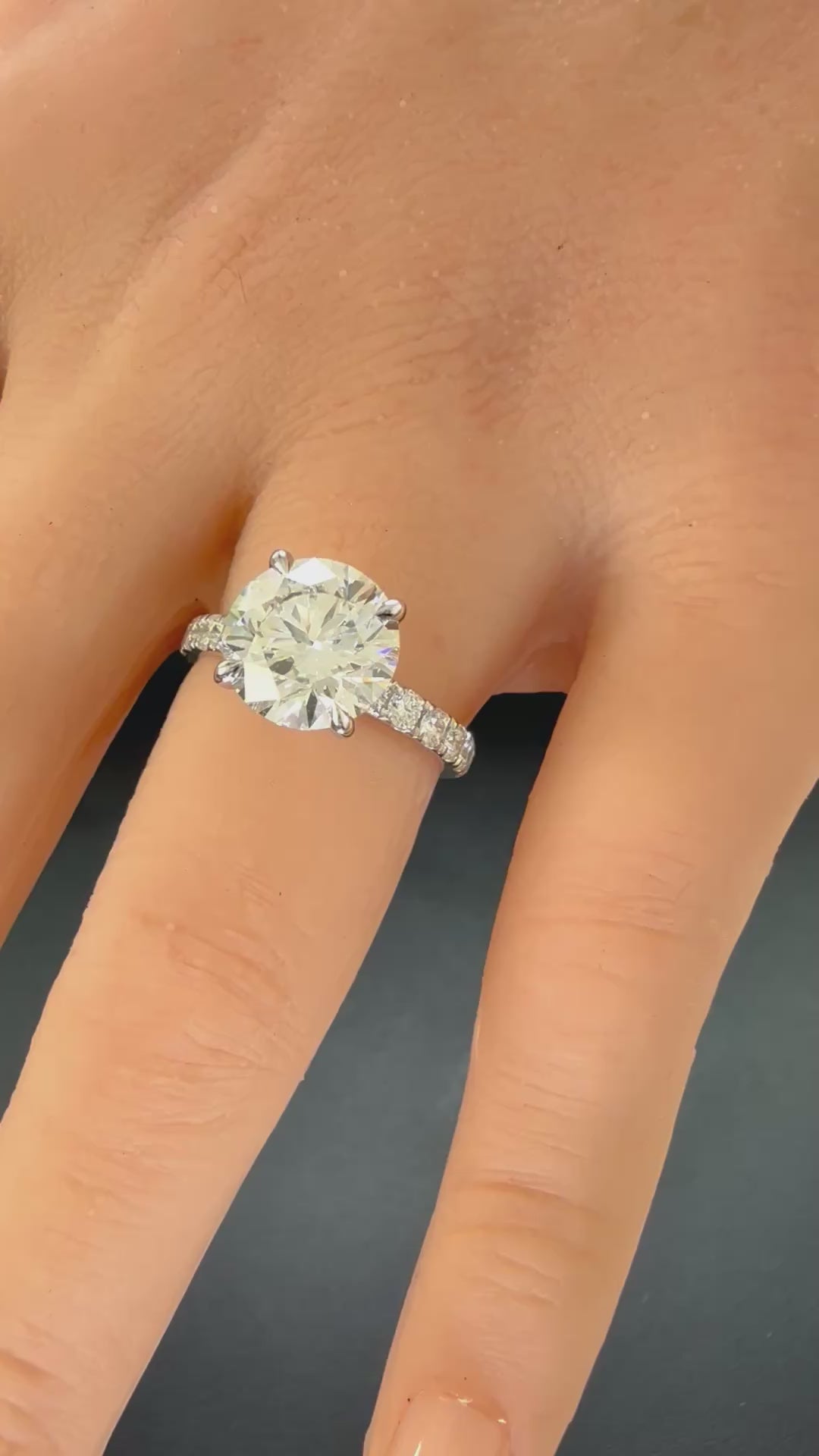 Round Lab Grown Diamond Engagement Ring | 3ct IGI Certified | 14K White Gold