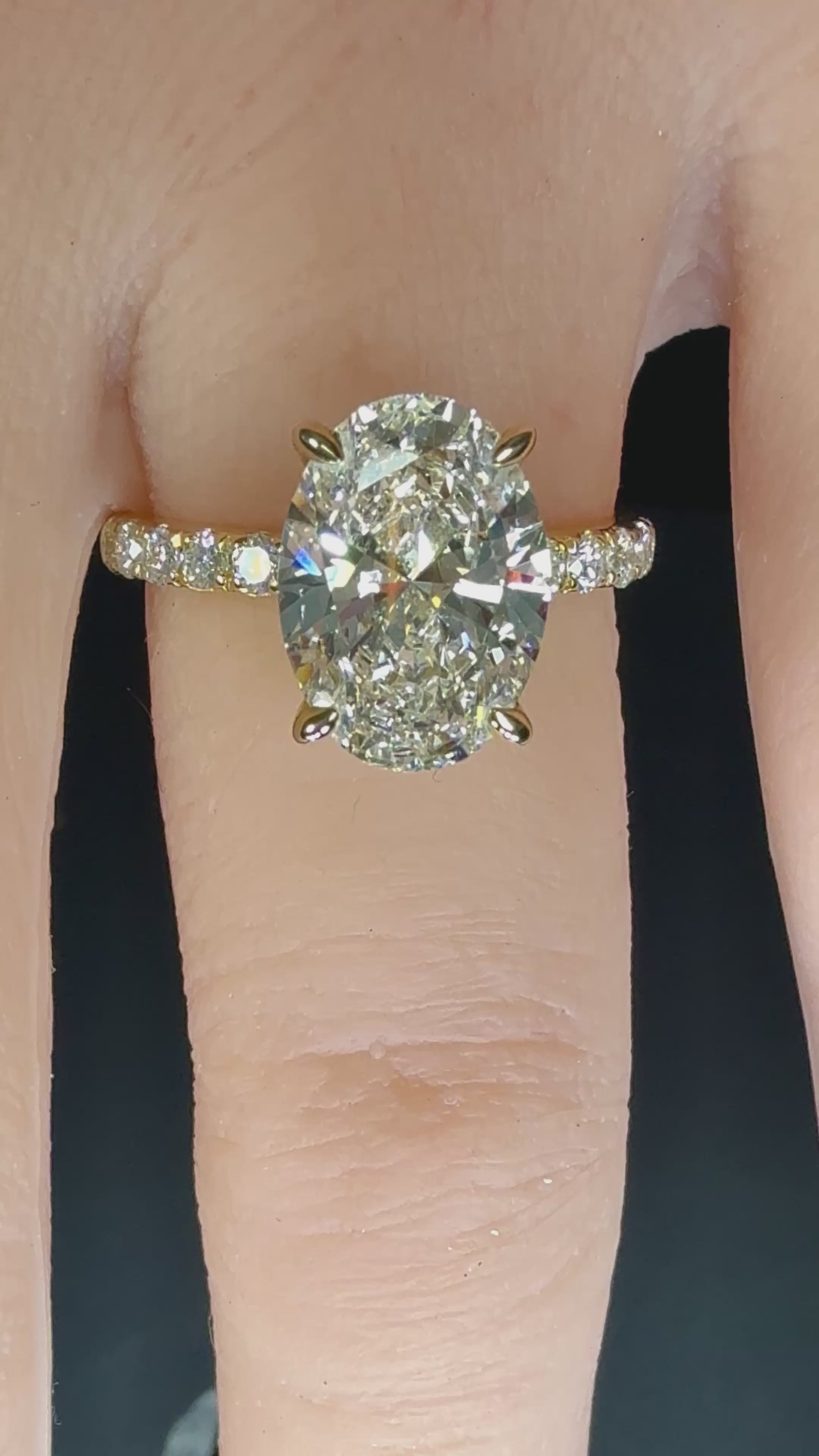 Oval Lab Grown Diamond Engagement Ring | 5.06ct IGI Certified | 14K Yellow Gold Pavé