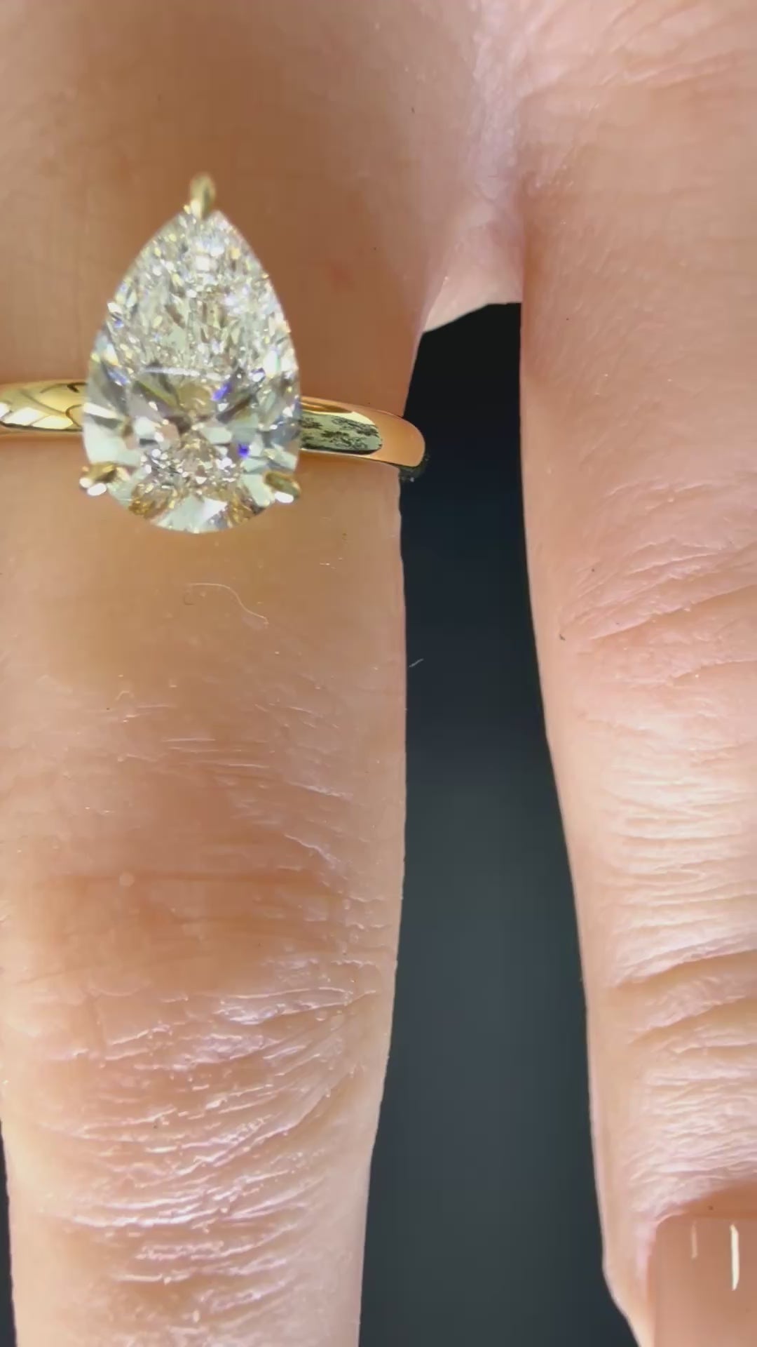 Pear Lab Grown Diamond Engagement Ring | 3.03ct IGI Certified | 14K Yellow Gold Solitaire
