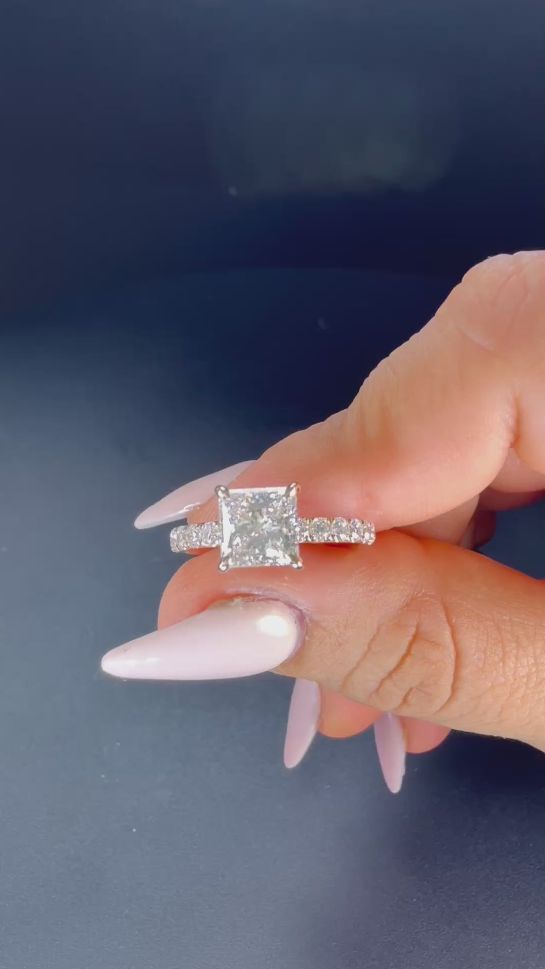 2.25ct Princess Lab Diamond Pavé Engagement Ring | 1.50ct Center | D/VS1 IGI | 14K Yellow Gold