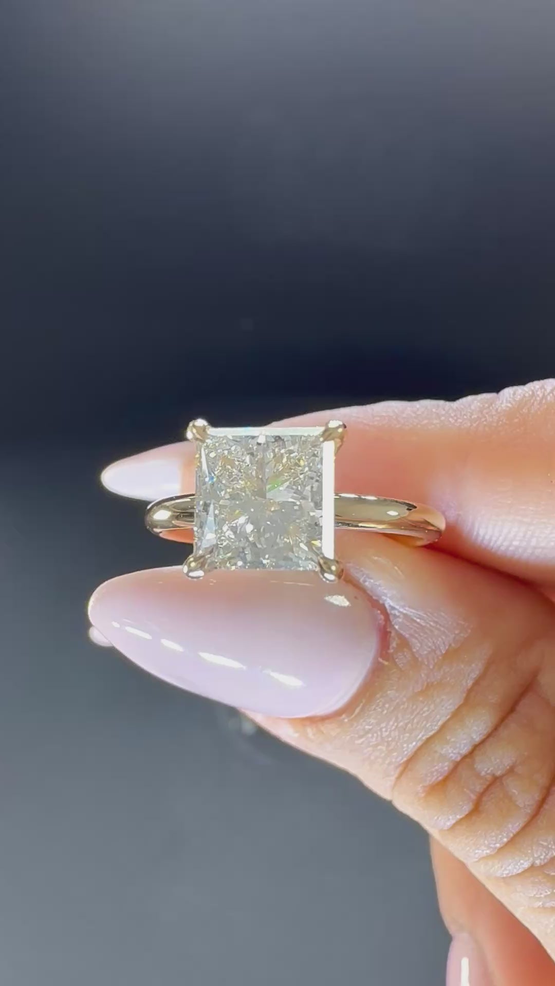 2.75ct Princess Lab Diamond Pavé Engagement Ring | 2ct Center | D/VS1 IGI | 14K Yellow Gold
