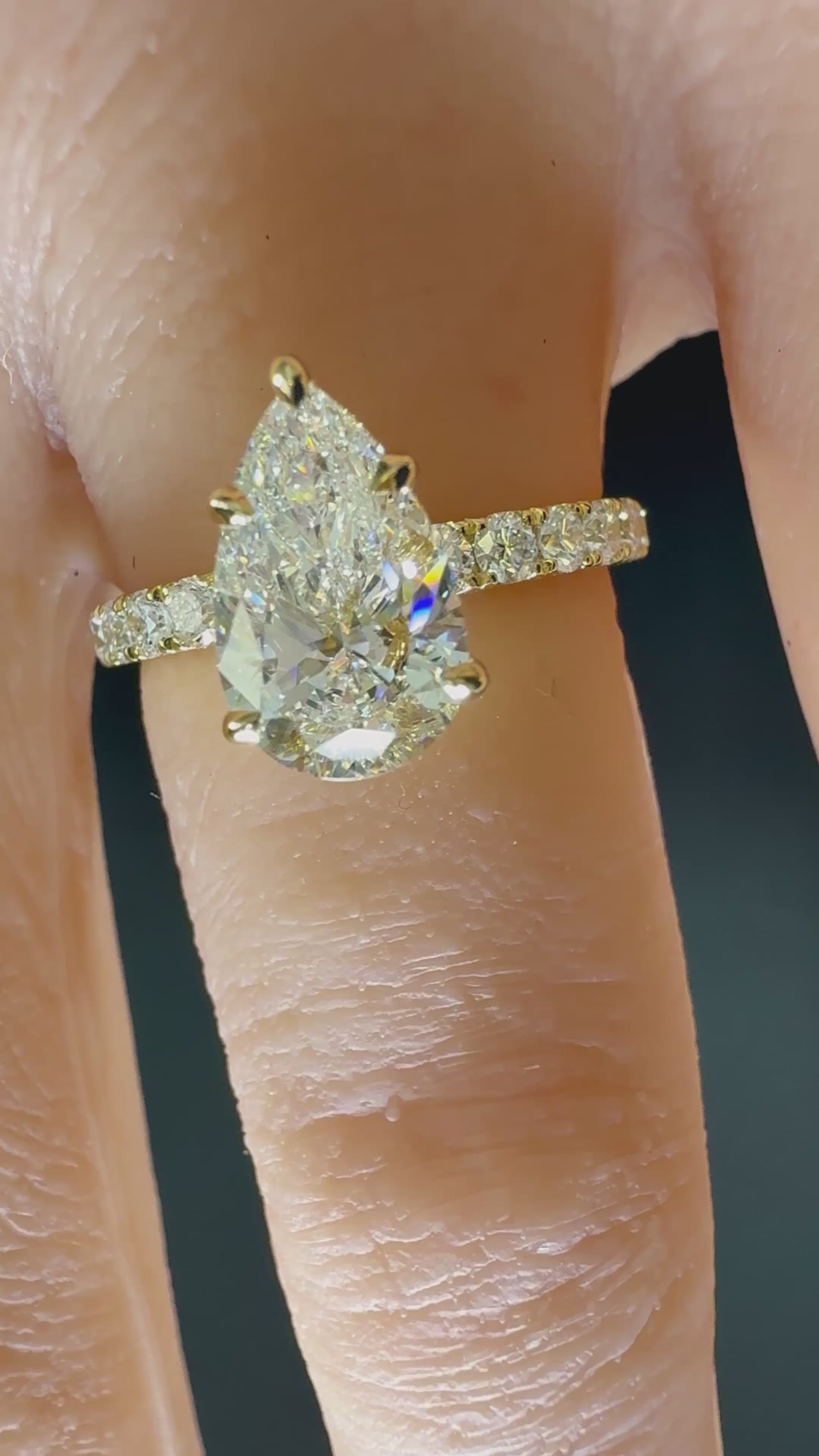 Pear Lab Grown Diamond Engagement Ring | 2.28ct IGI Certified | 14K Yellow Gold
