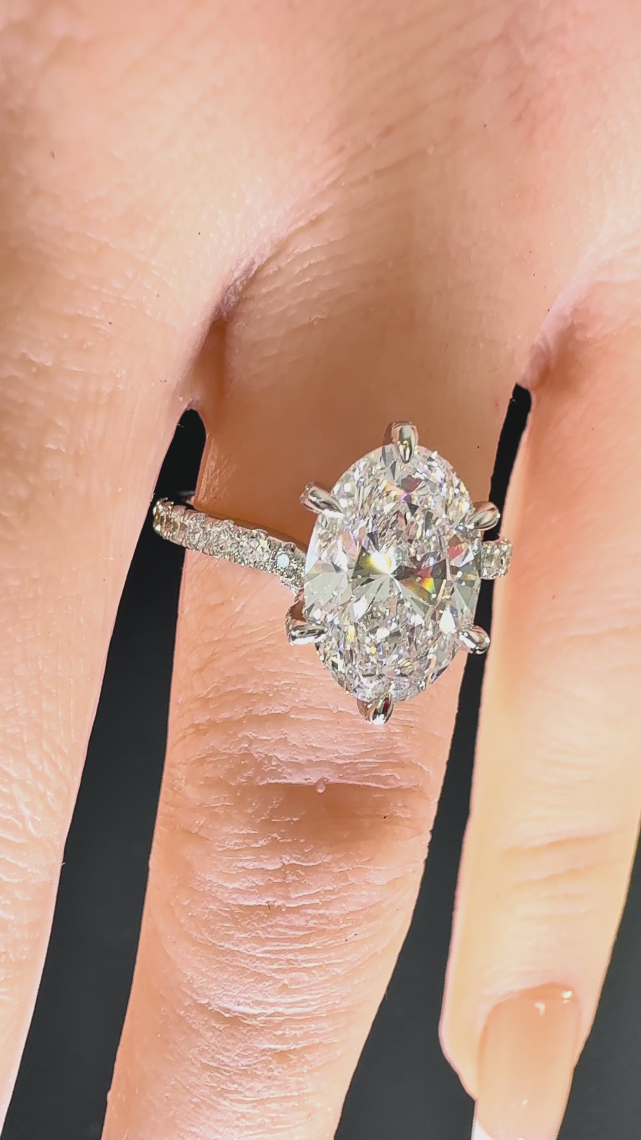 Oval Lab Grown Diamond Engagement Ring | 3.6ct IGI Certified | 14K White Gold Solitaire