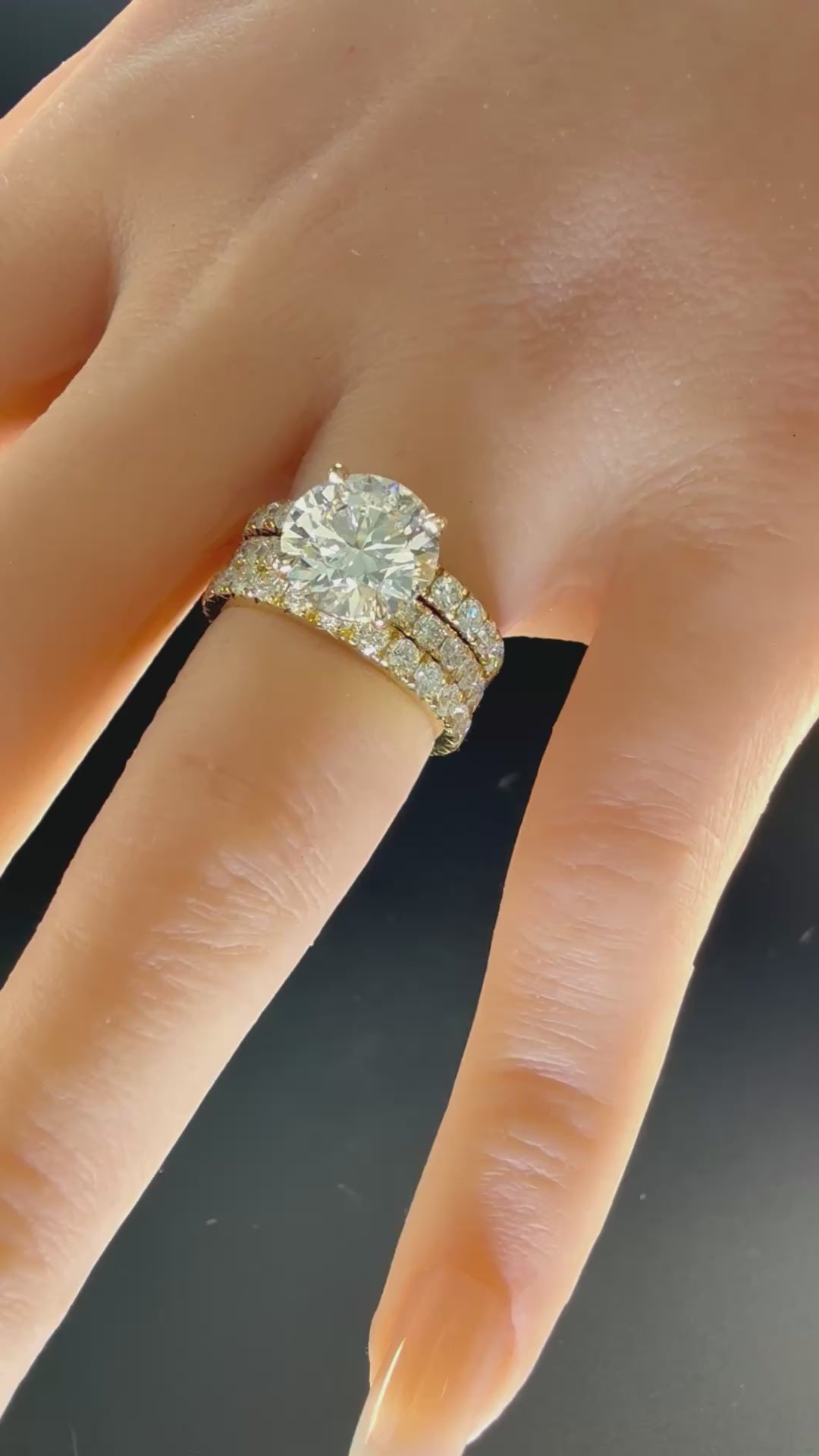 3ct Round Lab Grown Diamond Pave Engagement Ring | D/VS1 | IGI Cert | 14K Yellow Gold