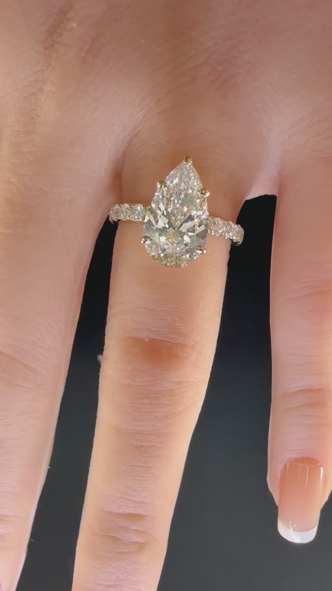 Pear Lab Grown Diamond Engagement Ring | 3.55ct IGI Certified | 14K Yellow Gold