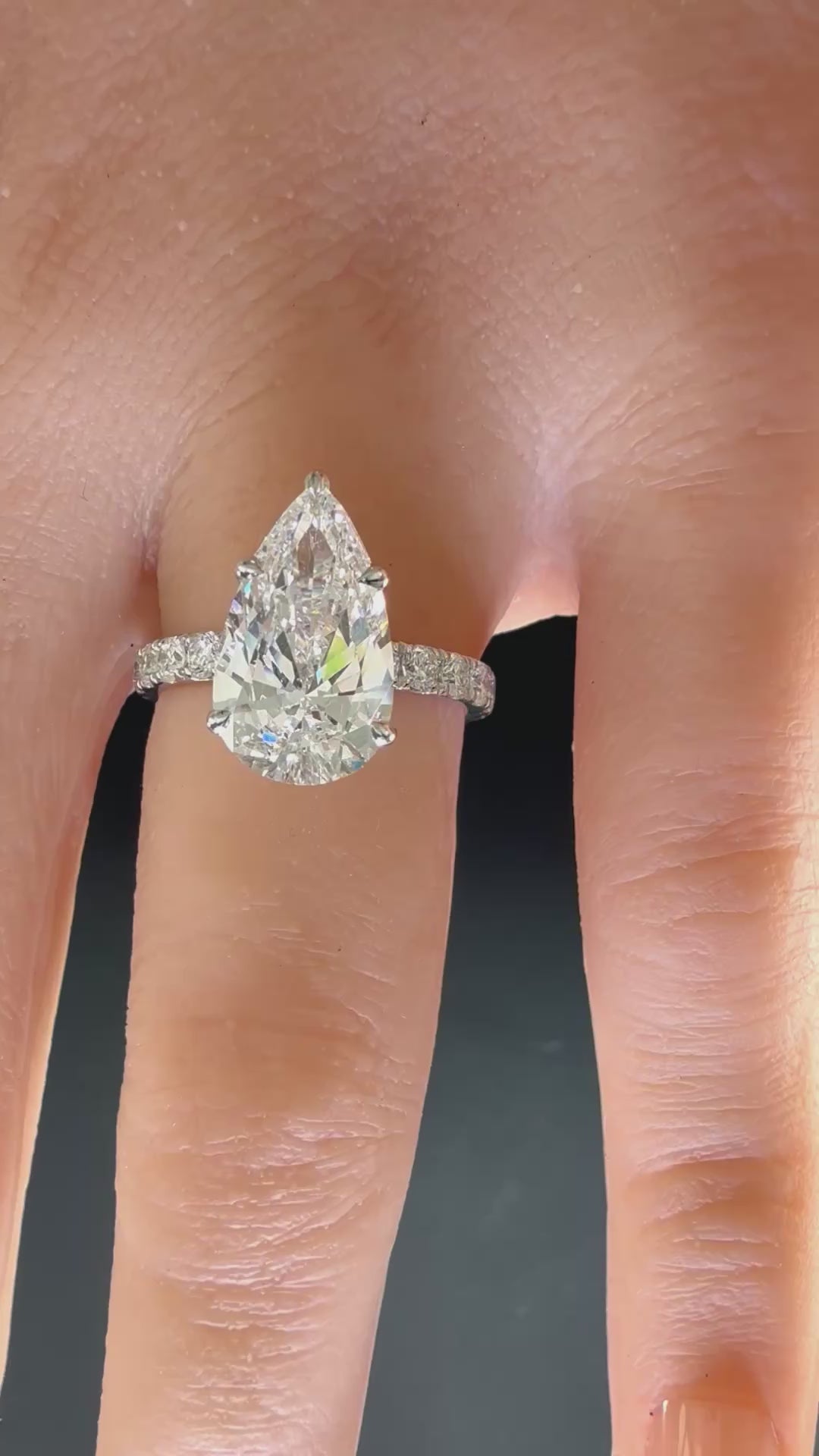 Pear Lab Grown Diamond Engagement Ring | 3.55ct IGI Certified | 14K Yellow Gold