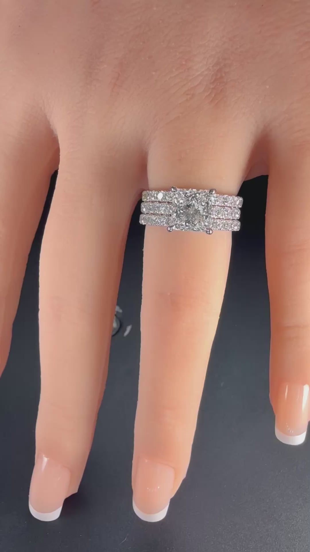 2.75ct Princess Lab Diamond Pavé Engagement Ring | 2ct Center | D/VS1 IGI | 14K White Gold