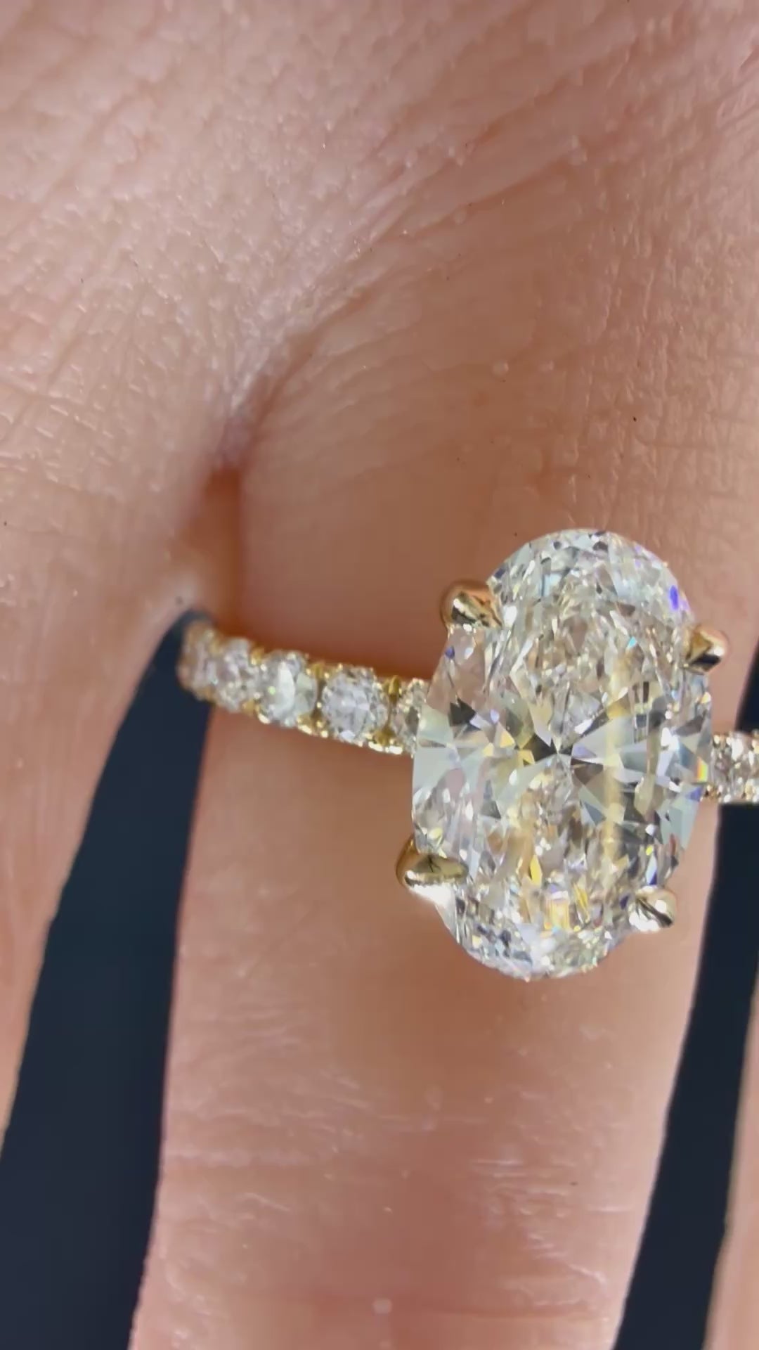 Oval Lab Grown Diamond Engagement Ring | 3.77ct IGI Certified | 14K Yellow Gold