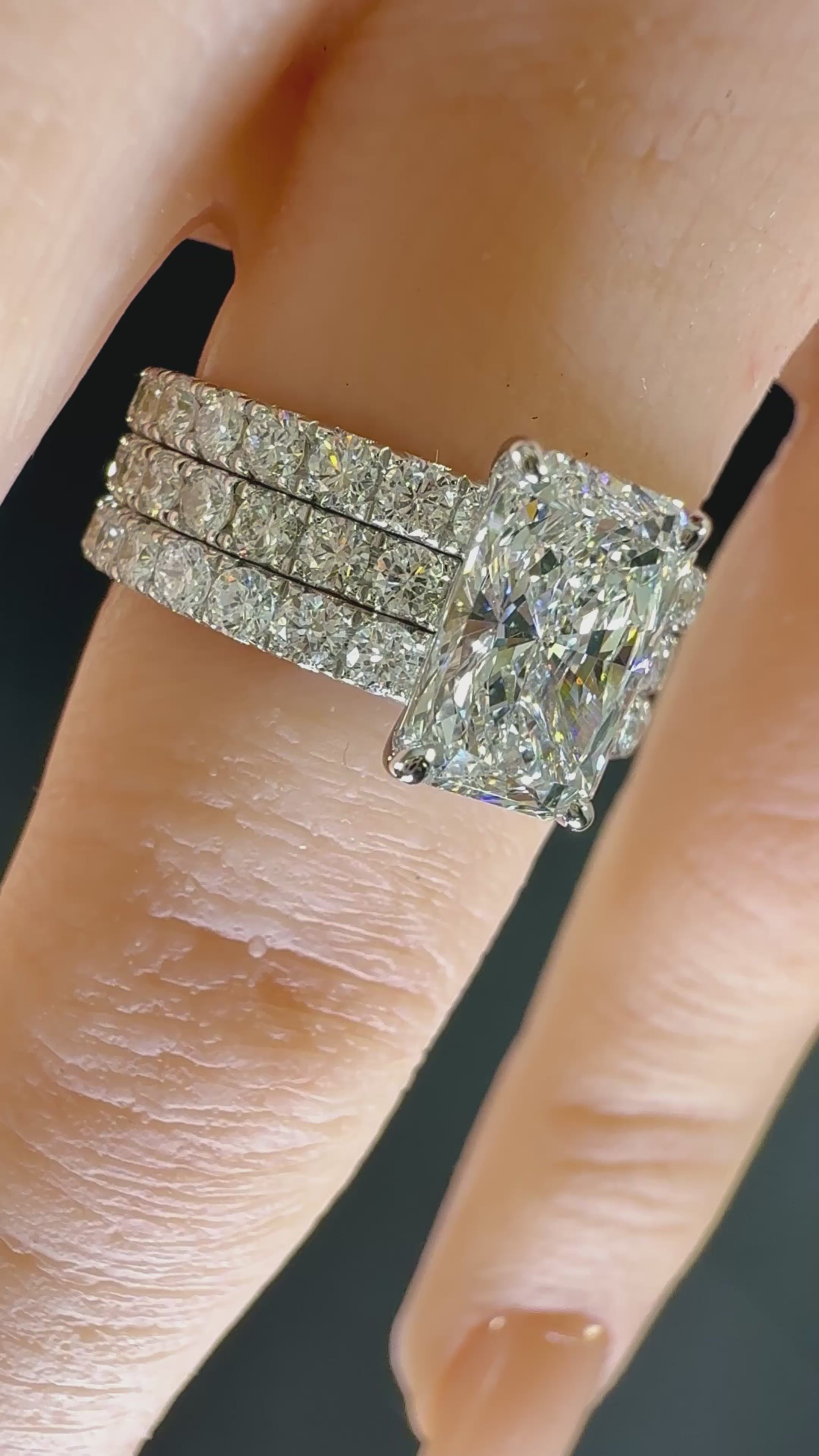 1.5ct Radiant Lab Diamond Pavé Engagement Ring | 1.50ct Center | D/VS1 IGI | 14K White Gold