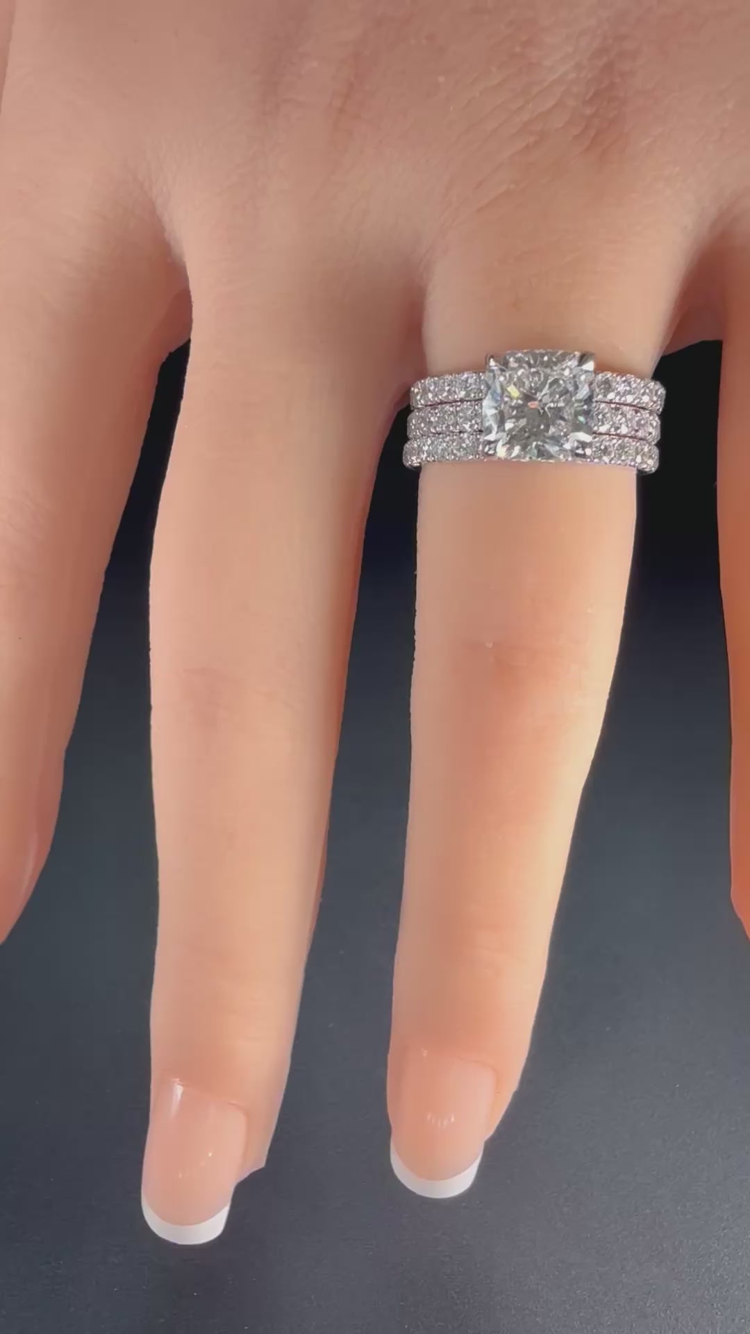 2.75ct Cushion Lab Diamond Pavé Engagement Ring | 2ct Center | D/VS1 IGI | 14K White Gold