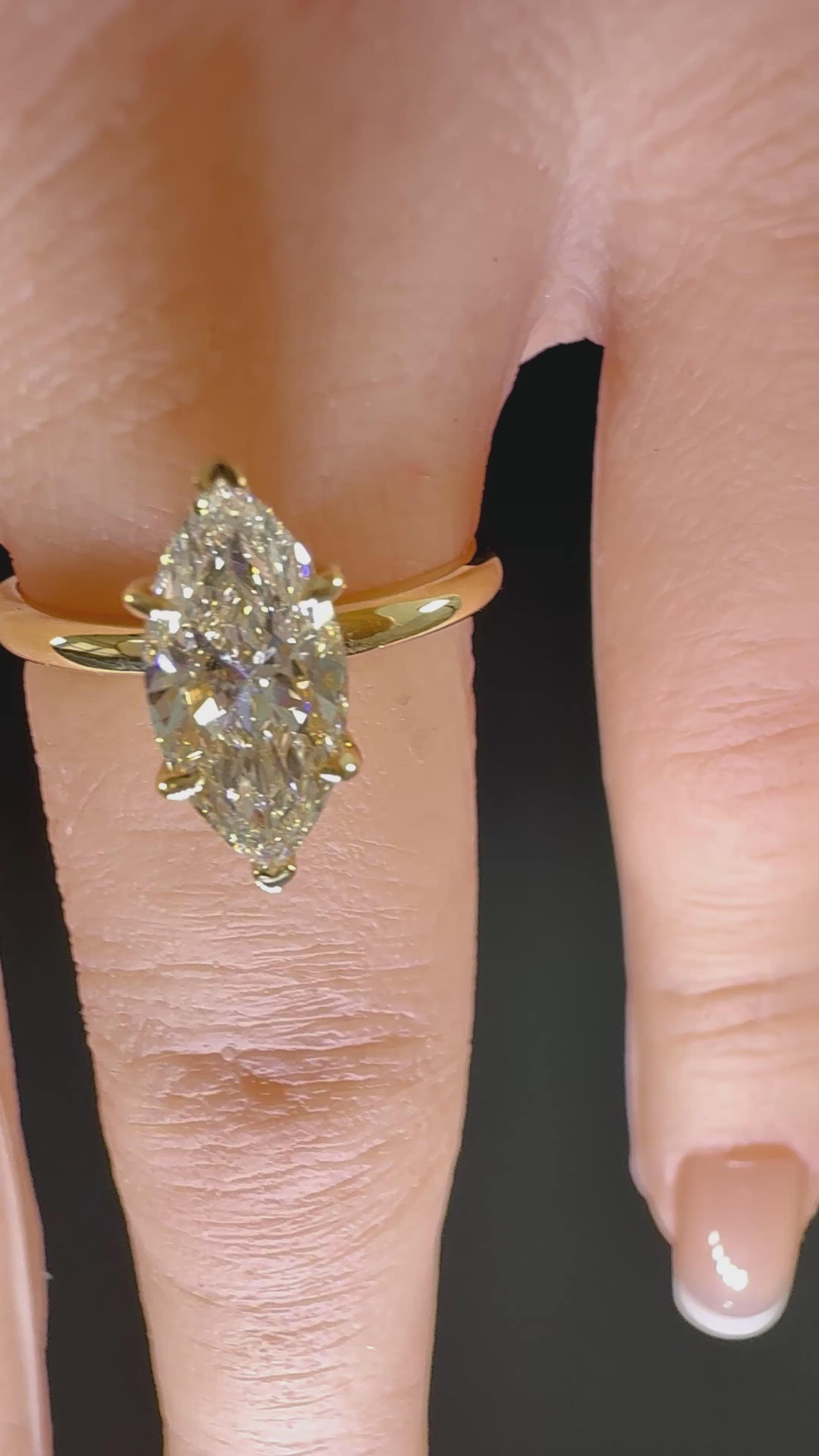 Marquise Lab Grown Diamond Engagement Ring | 2ct IGI Certified | 14K Yellow Gold Solitaire