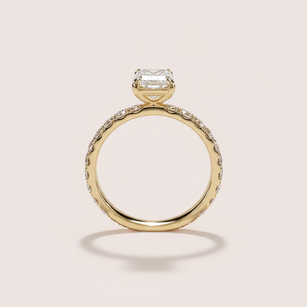 Radiant-cut ring back view