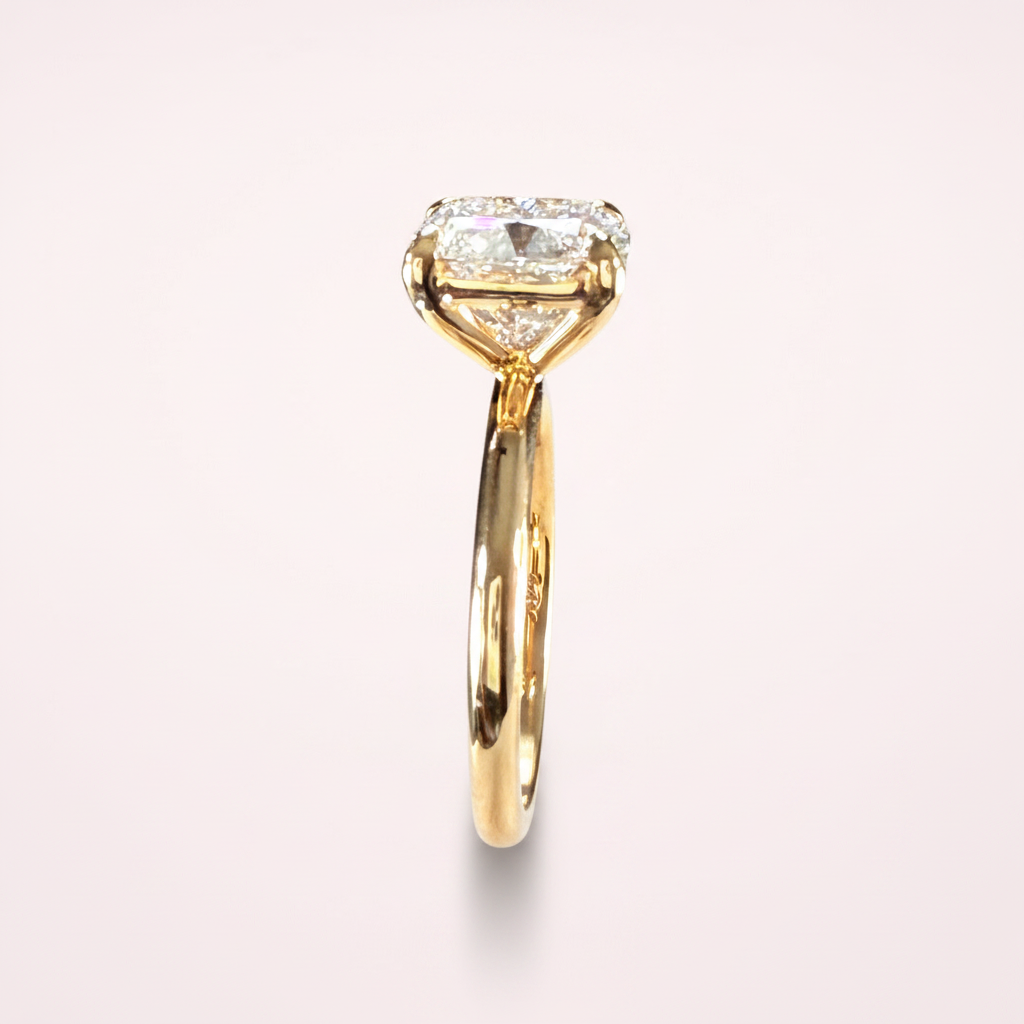Radiant solitaire side-profile product photo