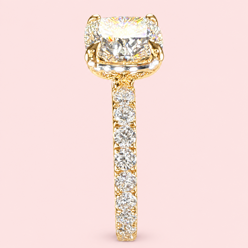 Ring profile isolated on pink background