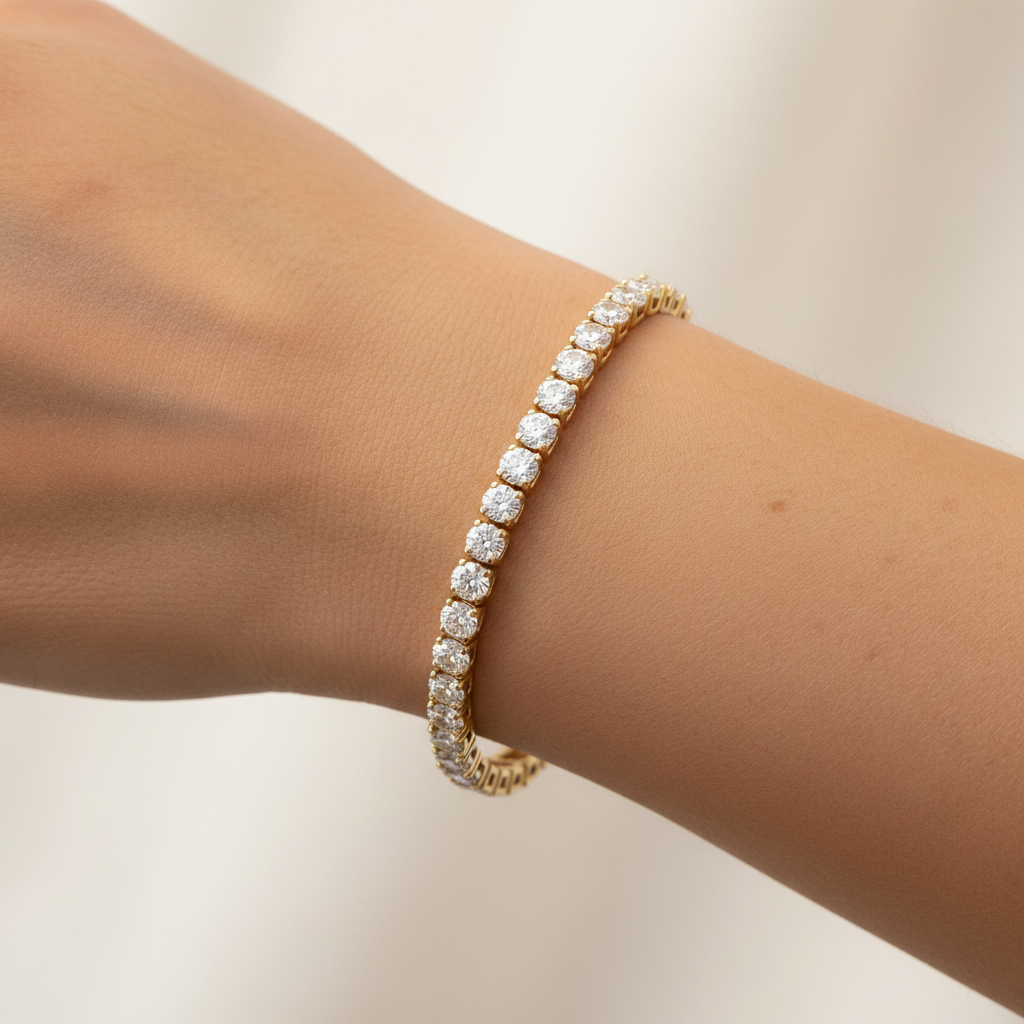Yellow-gold diamond bracelet lifestyle concept